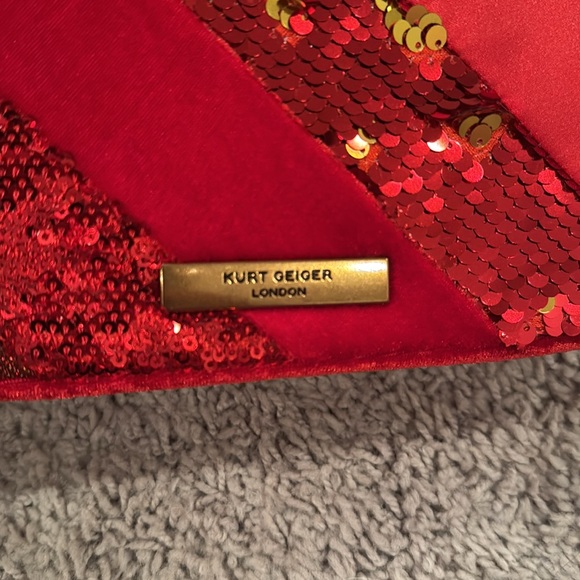 Red and Gold Sequin Kurt Geiger Kensington Chinese New Year Shoulder Bag - Picture 3 of 8